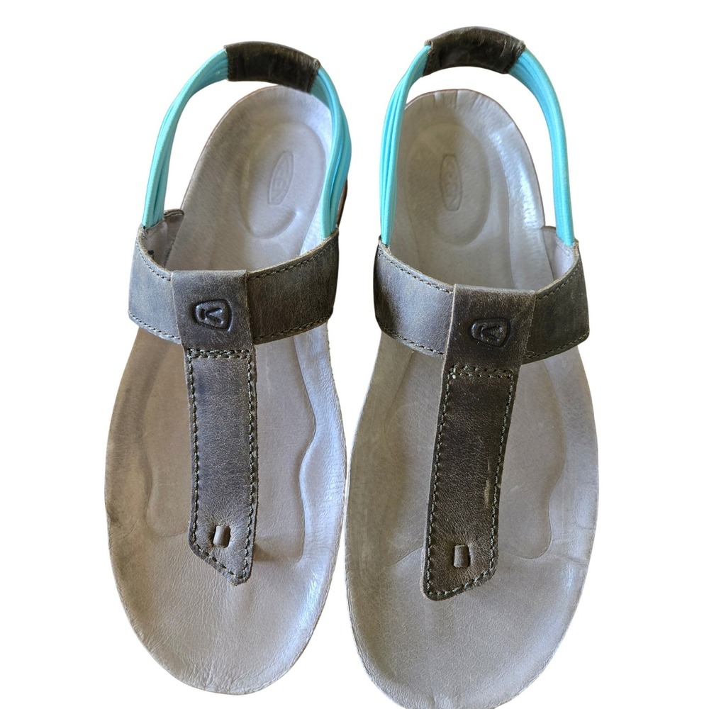 Keen NEW in Box Dauntless Posted Burnt Olive Leather T-Strap Sandals Women's 8